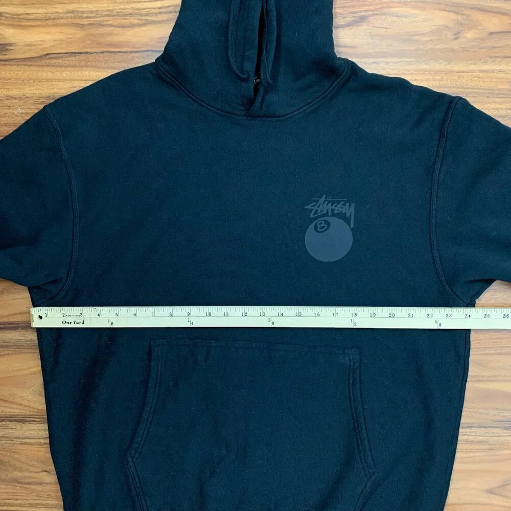 Stussy Men's 8 Ball Pig Dyed Black Hoodie Large - Picture 9 of 12